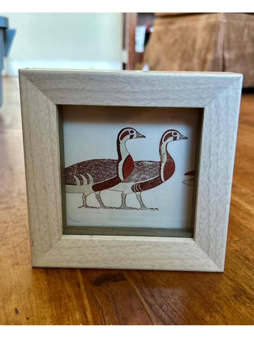 Small White Wooden Picture Frame with Duck Illustration